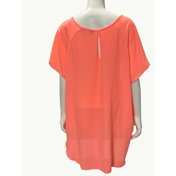 Absolute Angel New York Coral Sheer Blouse Medium Trendy Stylish Clothing - Picture 3 of 6